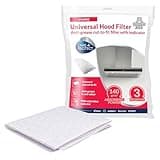 Universal hood filter, white cut-to-fit sheet, high absorption, with packaging showing filter in use and absorption indicator.