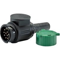 Black Draper 12V 13-Pin Euro Towing Plug with round connector and green protective cap.