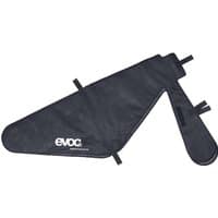 Black Evoc Protective Bike Rug with white logo, triangular shape, and adjustable straps.