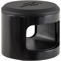 Black cylindrical Hiplok ANKR Anchor with open side and flat top featuring a subtle logo.