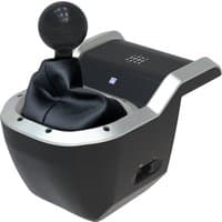 Black Hori 7-speed racing shifter for PC with silver accents and a round gear knob.