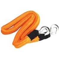 Orange Sealey tow rope with metal hooks, black reinforced ends, 2000kg rolling load capacity.