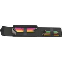 Wera Bicycle Set 4, 9 piece Hex & Torx Key Set with colorful L-shaped keys in a black folding case.