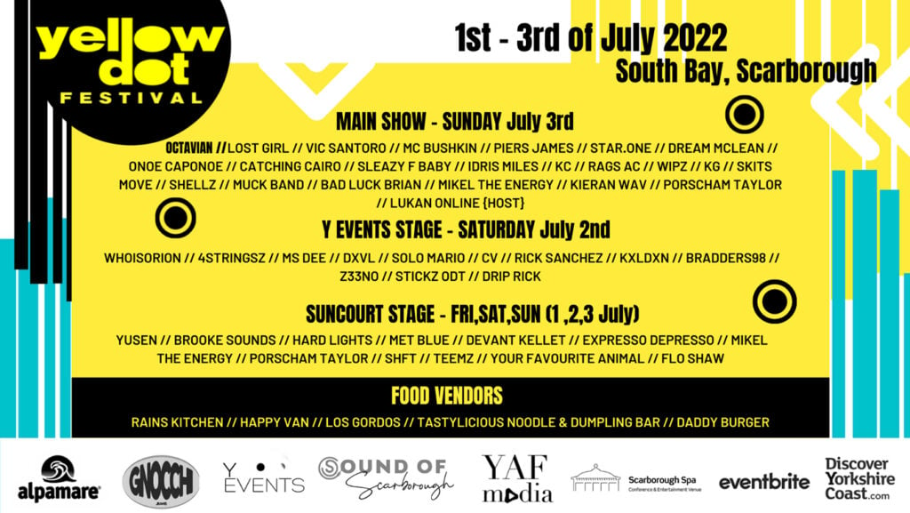 Image name yellow dot festival flyer the 2 image from the post Festivals this summer in Yorkshire in Yorkshire.com.