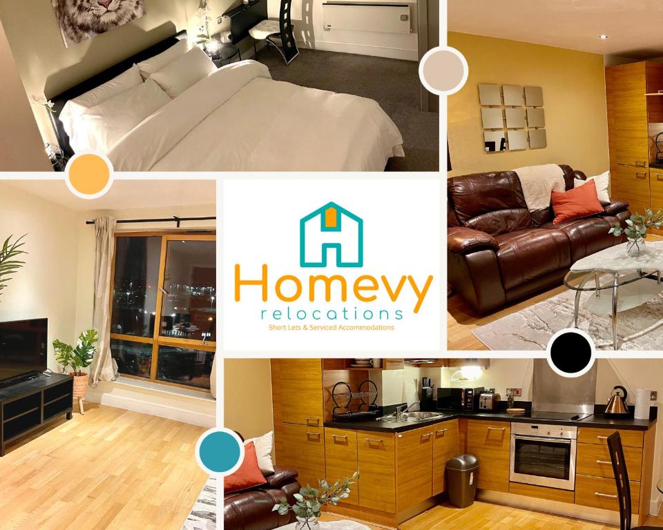 1 Bedroom Apartment by Homevy Relocations Short Lets & Serviced Accommodation Leeds Dock - Stylish and Convenient image one
