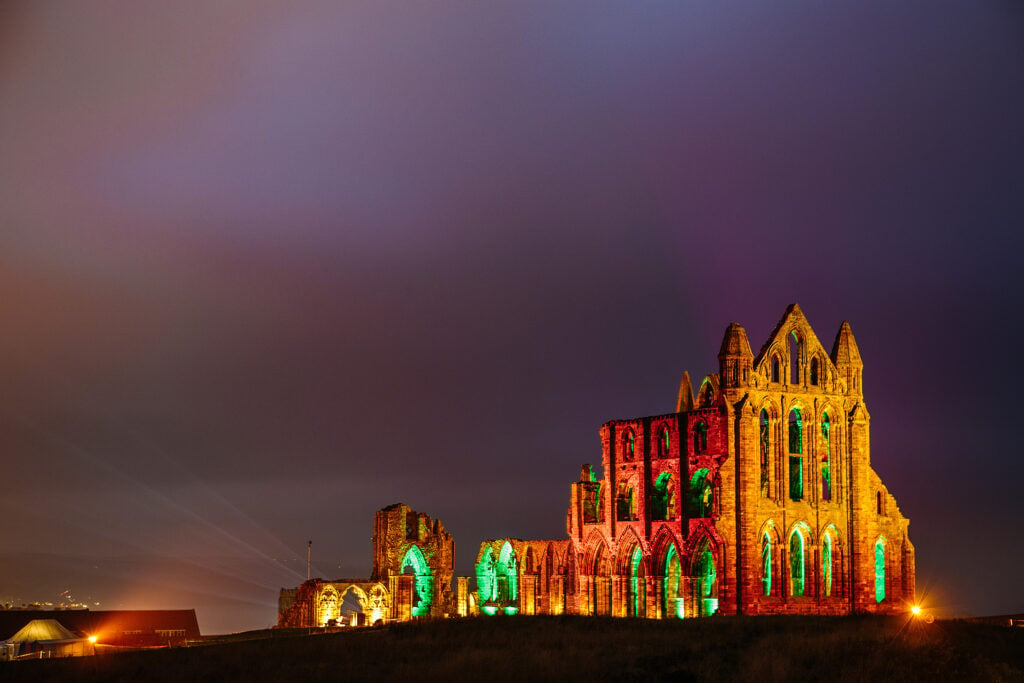 Image name whitby abbey illuminated the 4 image from the post Bram Stoker's visit to Whitby in Yorkshire.com.