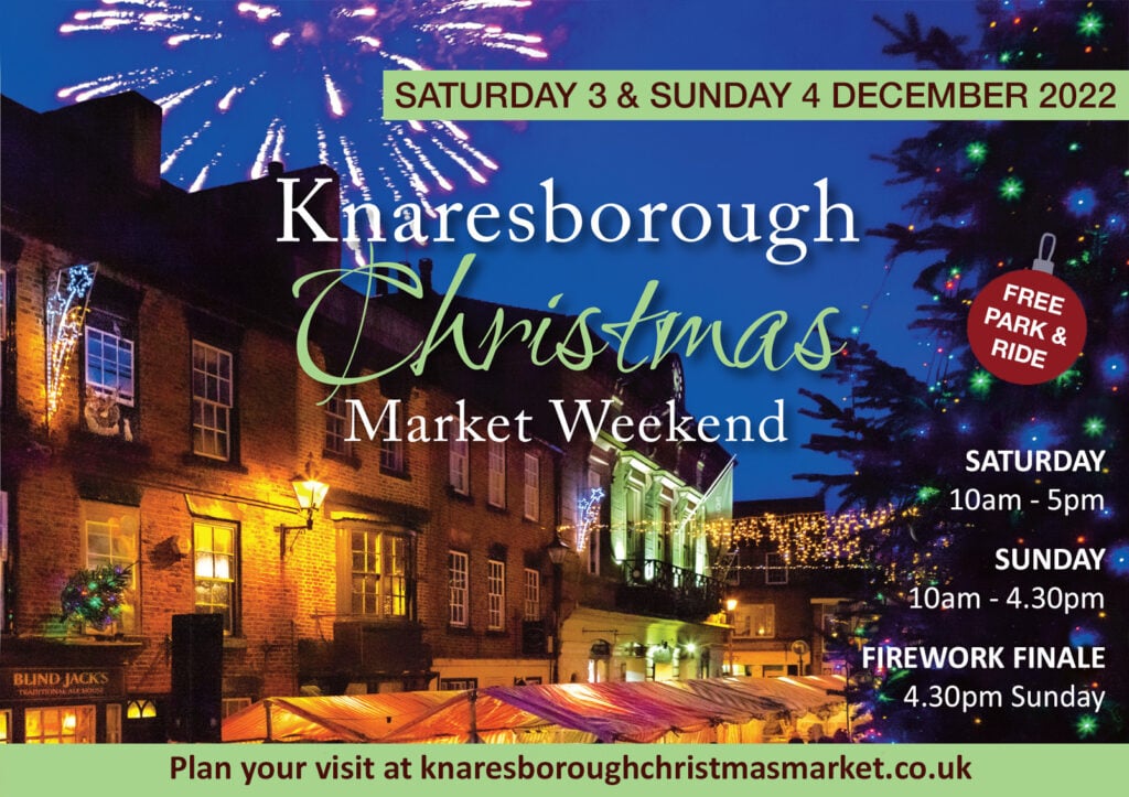 Image name Knaresborough Christmas Market 2022 poster the 1 image from the post Knaresborough Christmas Market Weekend 2022 - Saturday in Yorkshire.com.