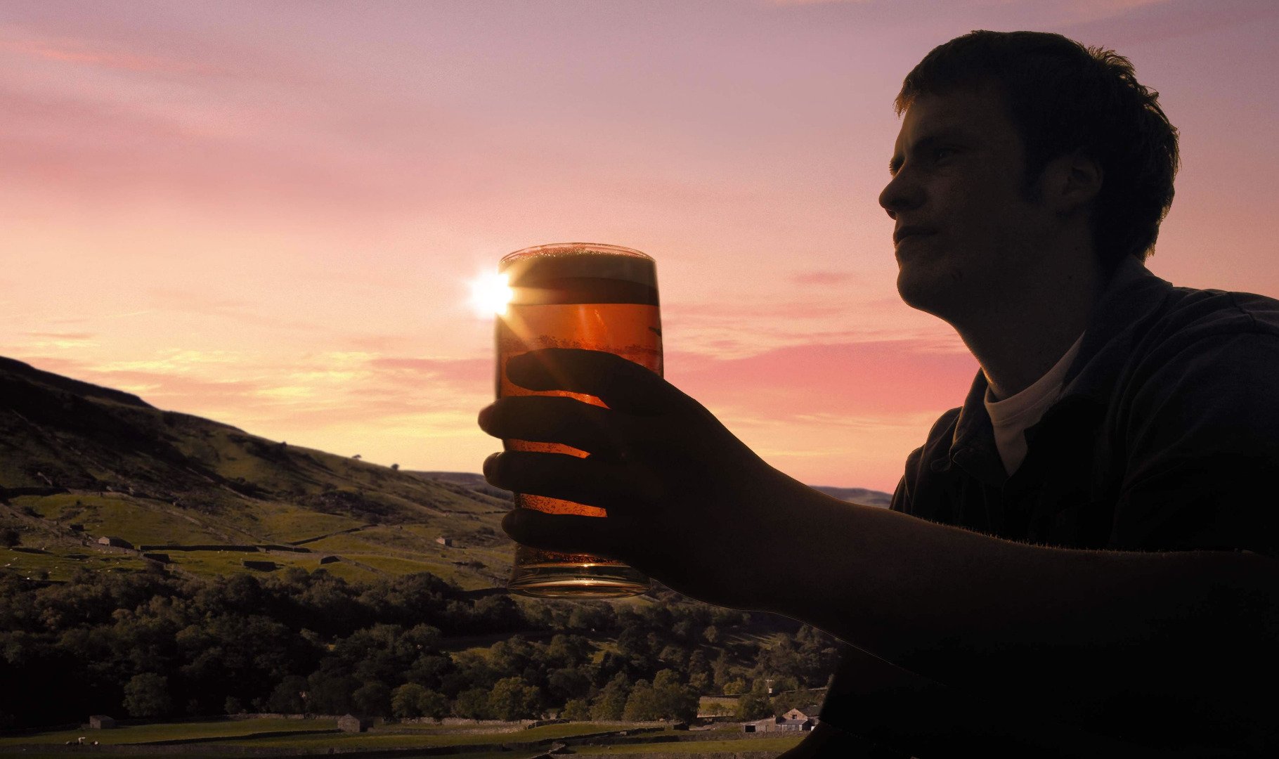 Pint as the sun sets in Yorkshire