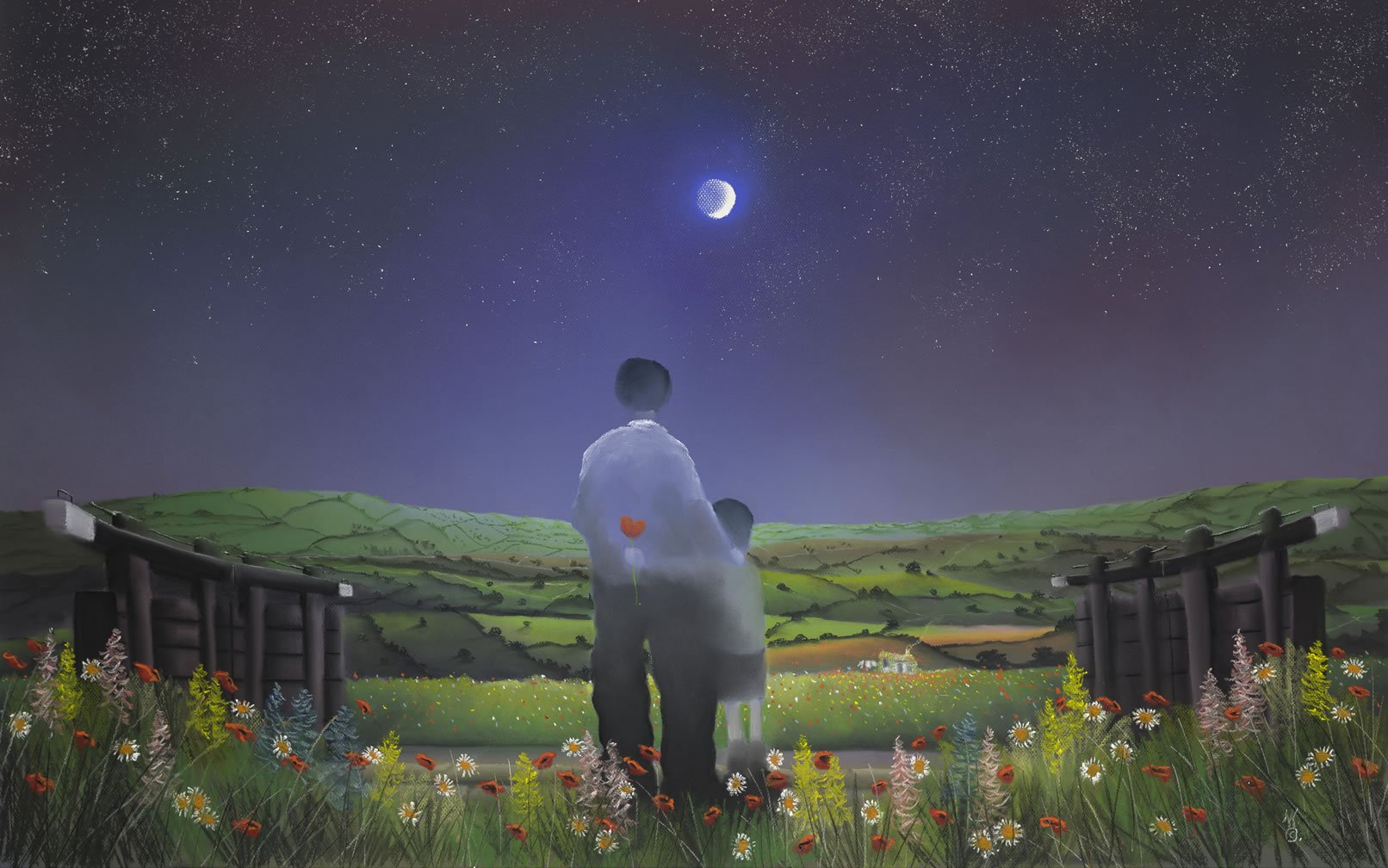 Under the Moon and Stars - painting by Mackenzie Thorpe