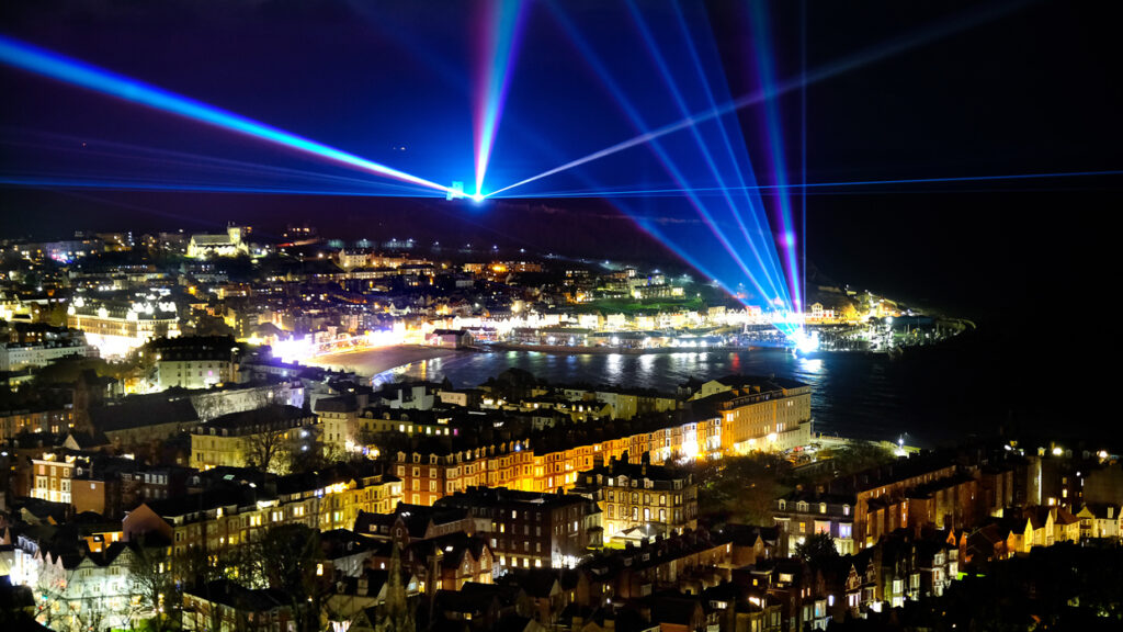 Image name lighting up the coast yorkshire laser show the 3 image from the post Things to do in Yorkshire this Christmas in Yorkshire.com.