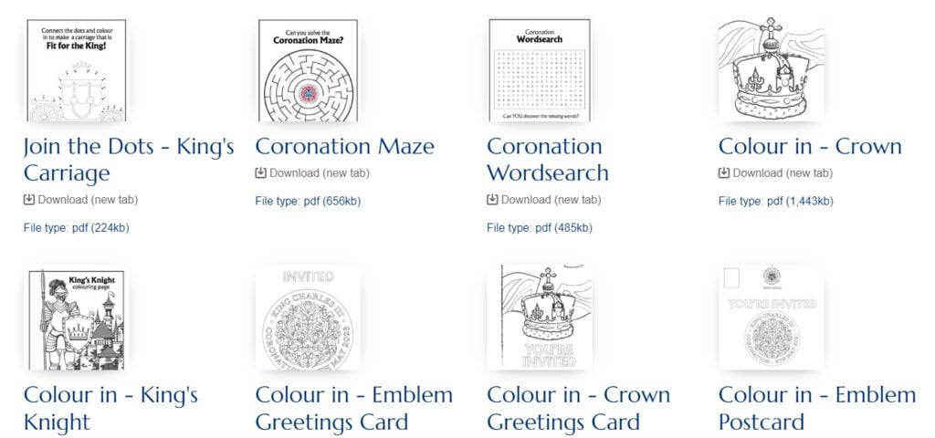 Image name coronation games kids downloadable colouring pages the 1 image from the post Free Coronation downloads in Yorkshire.com.