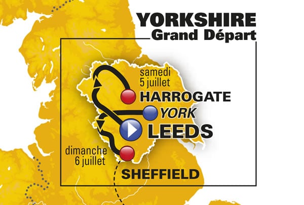 Yorkshire's grand depart overview map