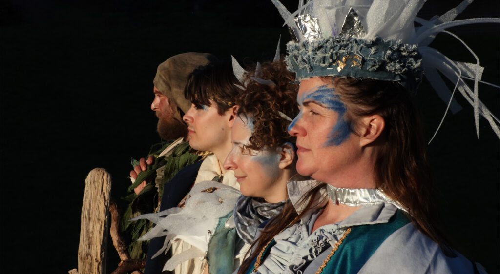 Image name 4 Characters in close up profile line the 1 image from the post The Tempest: Outdoor Theatre in Yorkshire.com.