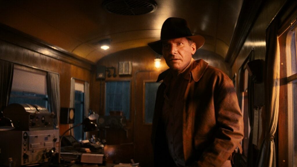 Image name harrison ford indiana jones on train dial of destiny the 1 image from the post Visit the Yorkshire railway used in the new film: Indiana Jones and the Dial of Destiny in Yorkshire.com.