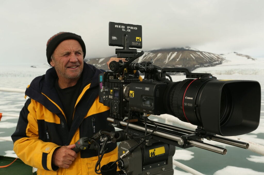 Image name Doug filming with his RED 9A5A5102 2 the 10 image from the post Natural History Cameraman, Doug Allan, is coming to Ilkley in Yorkshire.com.