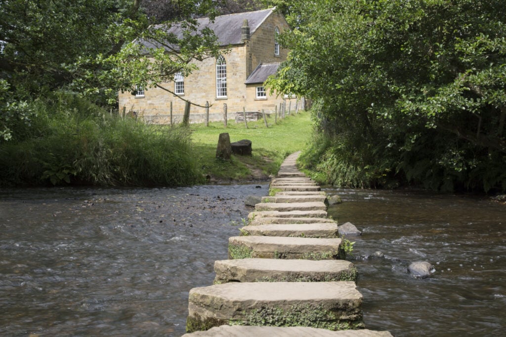 Image name stepping stones and wesleyan chapel lealholm north york moors yorkshire the 3 image from the post Walk: Eskdale in Yorkshire.com.