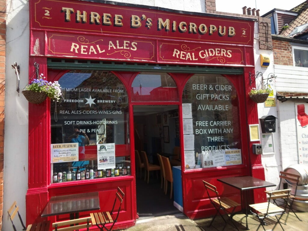 Image name three bs micropub front bridlington yorkshire 2023 the 6 image from the post CAMRA's Good Beer Guide 2024 recommendations in Yorkshire in Yorkshire.com.