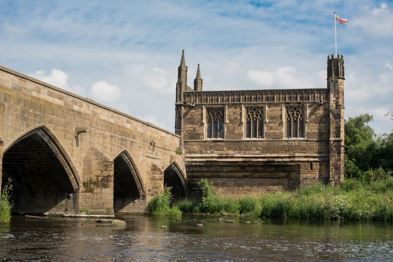 13th century, Grade I listed Chantry Chapel of St Mary the Virgin, part of Wakefield Bridge, Yorkshire, UK
