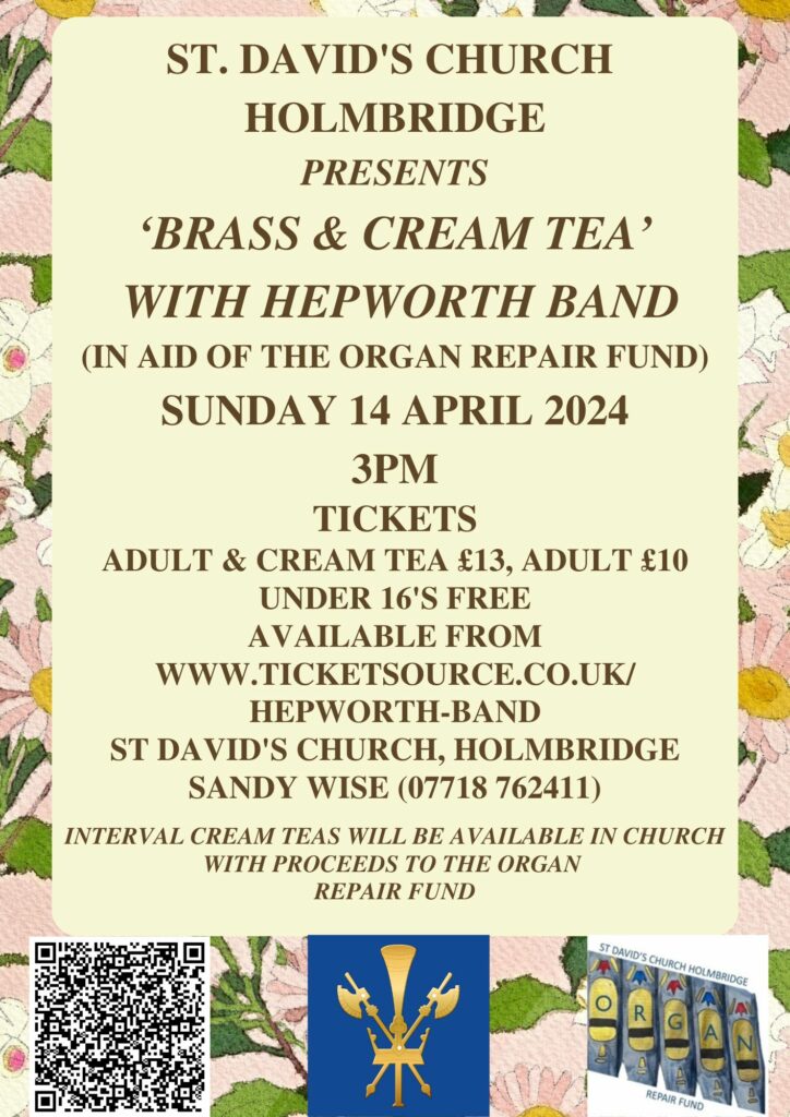 Image name Brass Cream Tea Concert Poster the 1 image from the post Brass & Cream Tea with Hepworth Band in Yorkshire.com.