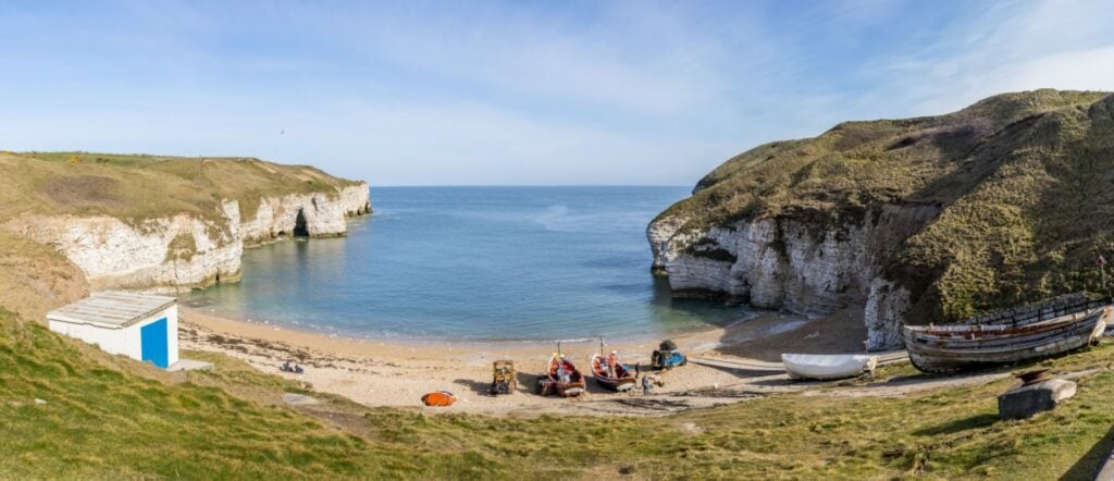 Image name flamborough head north landing boats yorkshire the 2 image from the post 9 Great Coastal Dog Walks in Yorkshire.com.