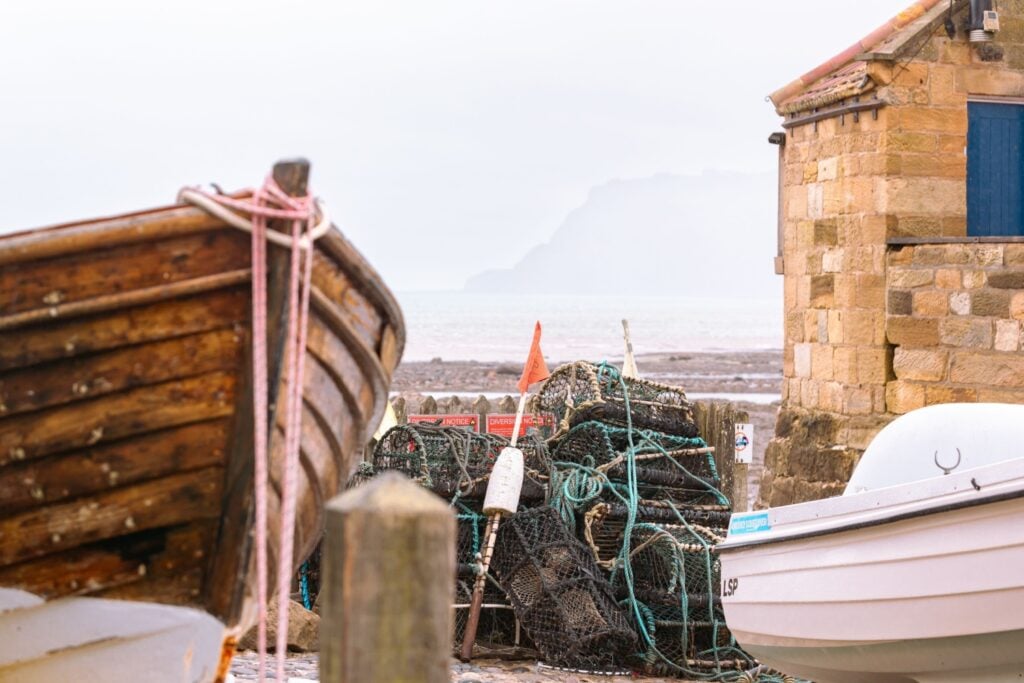 Image name robin hoods bay building fishing boat nets yorkshire seaside the 7 image from the post 9 Great Coastal Dog Walks in Yorkshire.com.