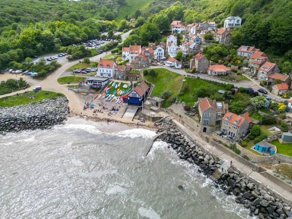 Image name runswick bay aerial shot yorkshire seaside the 1 image from the post 9 Great Coastal Dog Walks in Yorkshire.com.
