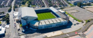 Leeds United's Elland Road stadium, viewed from an aerial photograph